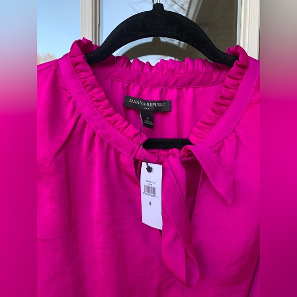 NWT Fuchsia Banana Republic Midi Dress Size 6 Tie Neck detail - Picture 2 of 4